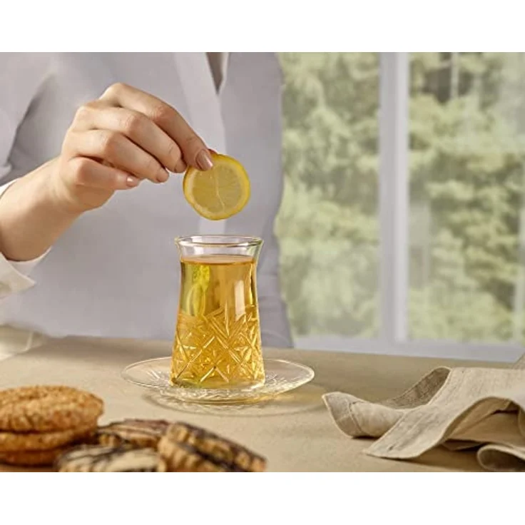 Pasabahce Timeless 96991 Teeglas Set 12 Teilig mit Untertassen 132ml aus Glas transparent – Bild 4