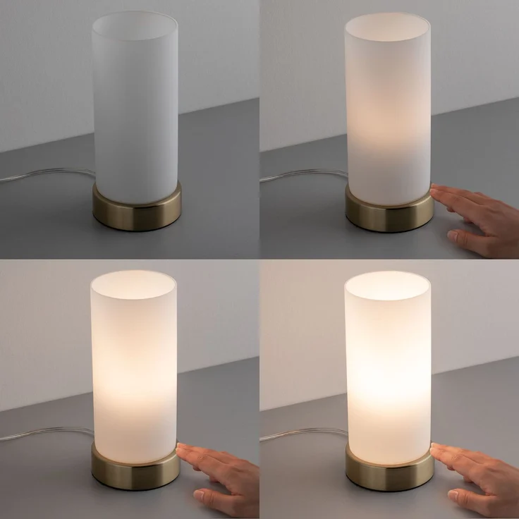 Paulmann 'Pinja' Tischleuchte mit Touchschalter, Metall messing / Glas opalweiß, Ø11x24,4cm – Bild 4