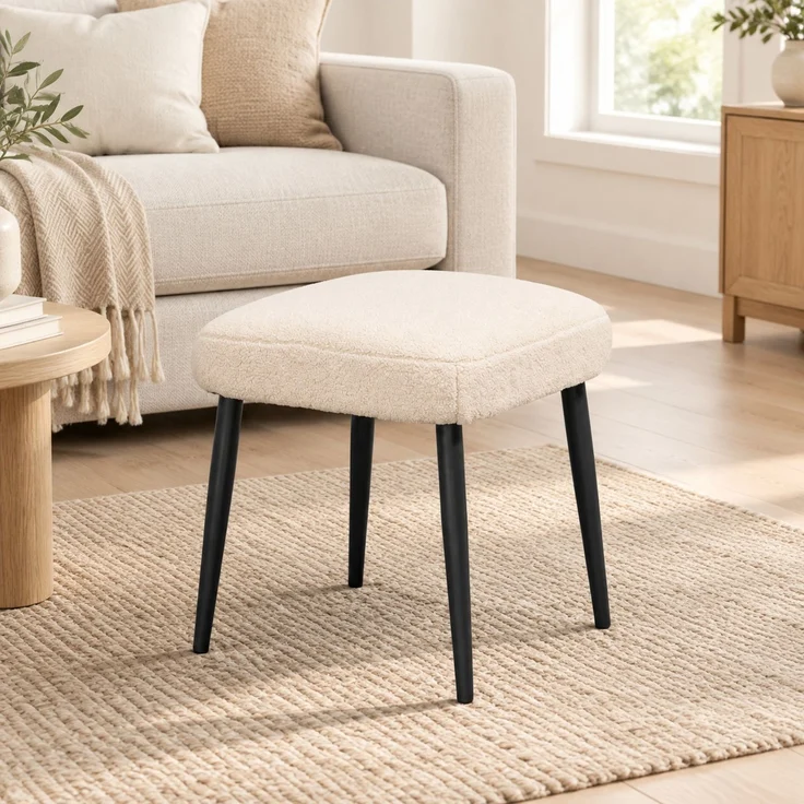 DESVIAE Hocker mit Polsterung 42x47x42 cm Polyester Beige – Bild 2