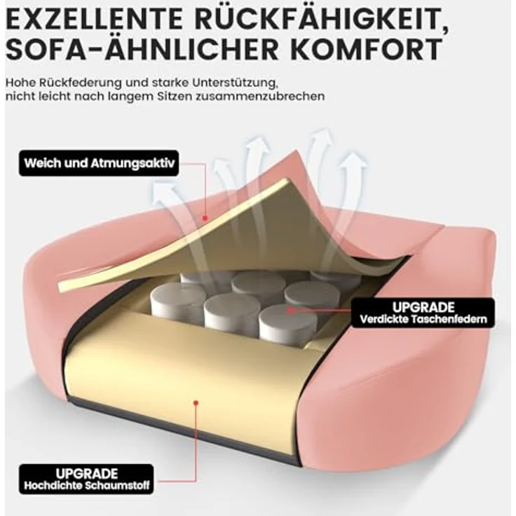 GTPLAYER Gaming-Stuhl Ergonomischer Gaming Sessel Schreibtischstuhl mit Stoffoberfläche (Pacekung), Federsitzkissen mit Fußstütze – Bild 6