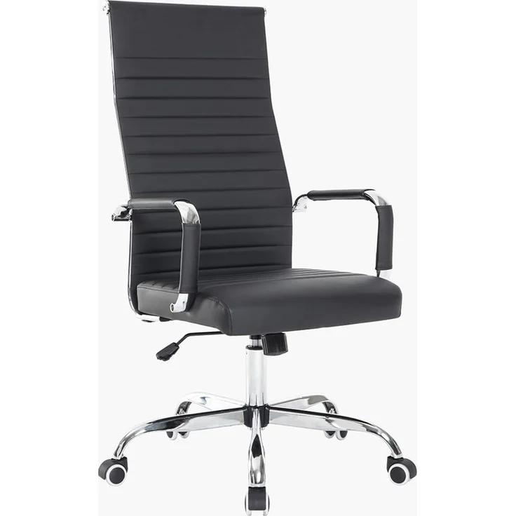Bürostuhl ergonomischer Schreibtischstuhl mit Armlehnen, Chefsessel Computerstuhl hoher Rückenlehne, Arbeitsstuhl mit Wippfunktion bis 136 kg Belastbar Schwarz – Bild 1