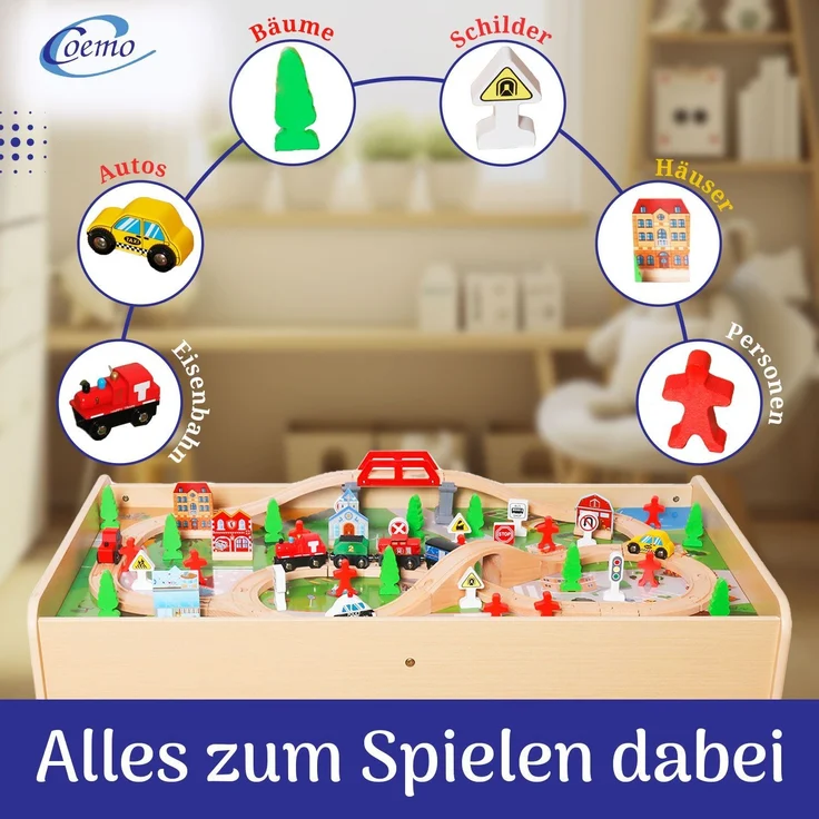 Coemo Spieltisch mit Holzeisenbahn Natur – Bild 6
