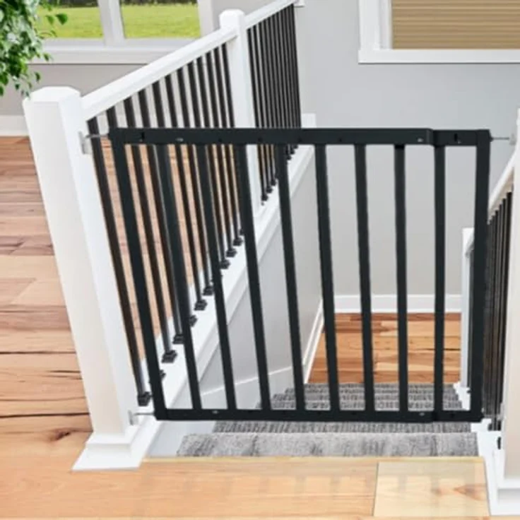 Safetots Robustes Holz Babygitter für Treppen, Schwarz, 63. 5 cm - 105. 5 cm, Holz Schraubgitter, Schraubbefestigung als Sicherheitssperre, stilvolles Design und praktisches Sicherheitsgitter – Bild 7
