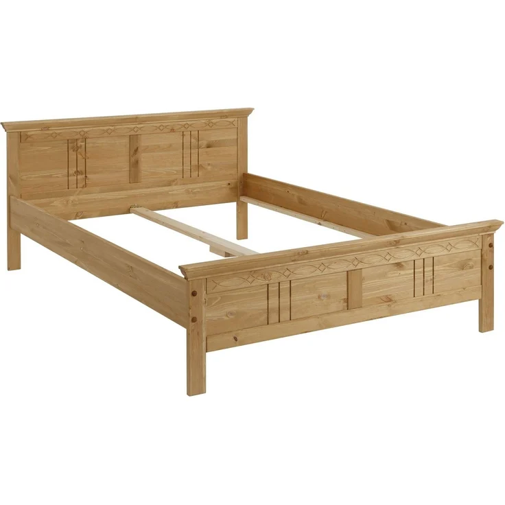 Home affaire Massivholzbett Indra, TOPSELLER, Landhausstil, edles Design,zertifiziertes Massivholz (Breite/Belastbarkeit 180cm/220 KG, 140cm/180 KG, 90cm/120 KG), mit dekorativen Fräsungen, in 2 Breiten und Farben – Bild 2