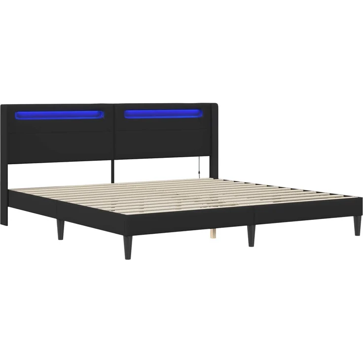 vidaXL Bettrahmen mit LED-Lichtleisten Schwarz 180x200 cm Kunstleder 42027988 – Bild 5