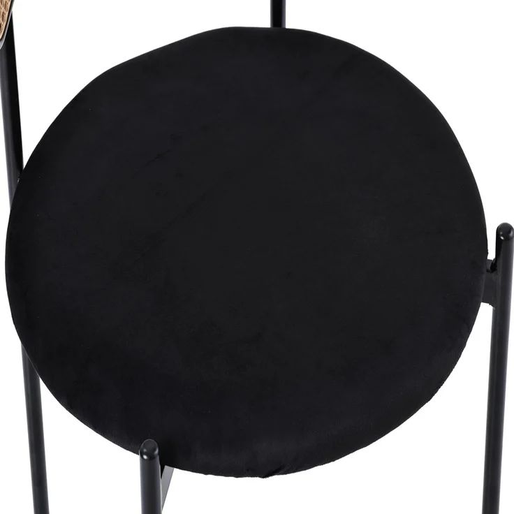 Merax Samt-Esszimmerstuhl (2 St), 2er Set Rattanstuhl Polsterstuhl Rattan-Freizeitstuhl, Wohnzimmerstuhl Samt mit Rückenlehne, Schwarz – Bild 8