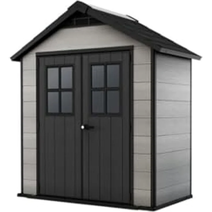 Keter Gerätehaus Oakland Gartenhaus Geräteschuppen 210 x 124,8 x 253cm Holzoptik – Bild 1
