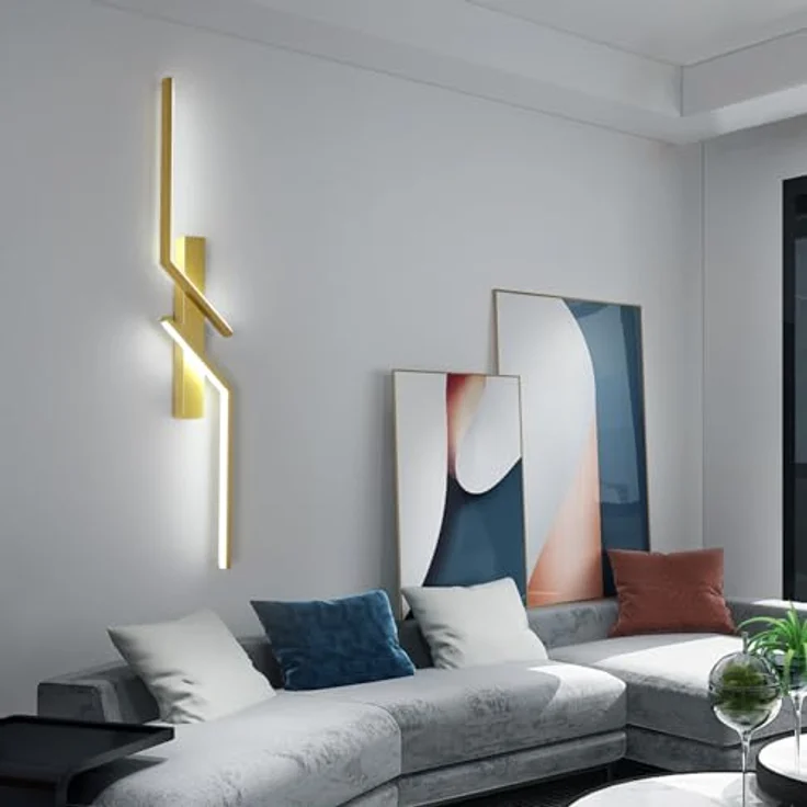Goeco LED Wandleuchte Innen, 81CM 24W 2700LM LED Wandlampe Lang 2 Fimmige 6500K Kaltweißes Licht, Modern Wandlicht für Flur Treppenhaus Wohnzimmer Schlafzimmer, Gold – Bild 9