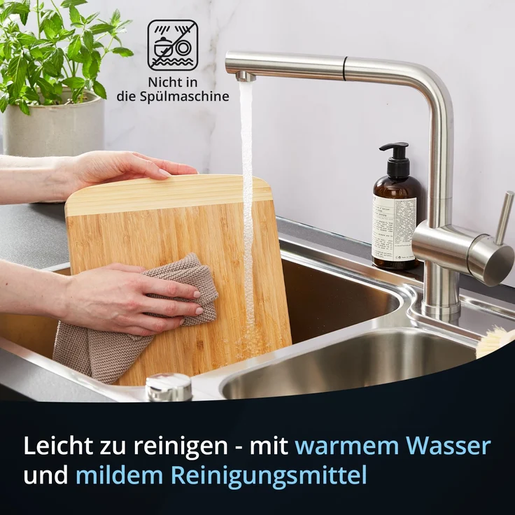 KHG Schneidebrett Frühstücksbrett aus Bambus Holz - 30 x 20 x 1,8 cm | Messerbrett Hackbrett nachhaltig antibakteriell | verschiedene Größen – Bild 2