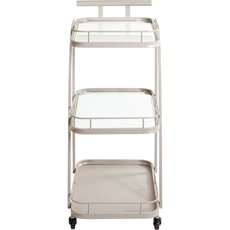 Servierwagen >55189< mit 3 Ablagen,Glas und Kaschmirgrau - 35x79x45 (BxHxT) – Bild 3