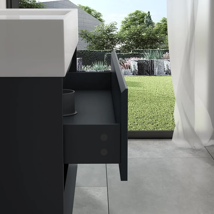 doporro Badmöbel-Set Badezimmermöbel Waschbecken Waschtisch Badezimmer-Schränk, Wasser abweisend, großer Stauraum – Bild 5