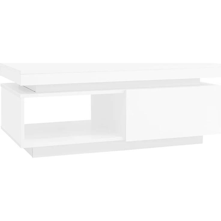 Merax TV-Wandschrank-Set, Weißes TV-Schrank + Weißes Couchtisch, Weißes Hochglanz-Wandschrank, Wohnzimmerset, Hochglanz-Set mit LED-Leuchten – Bild 8