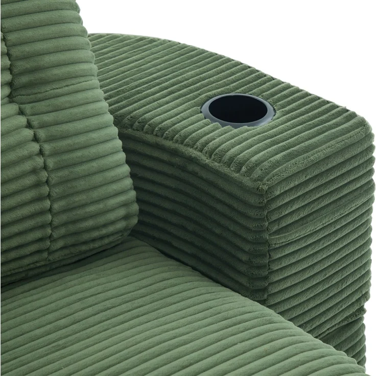 Schlafsessel 2-in-1 165cm×97cm×61cm mit Cord, extra tiefer Sitzfläche und doppelten Getränkehaltern – Emerald – Bild 6