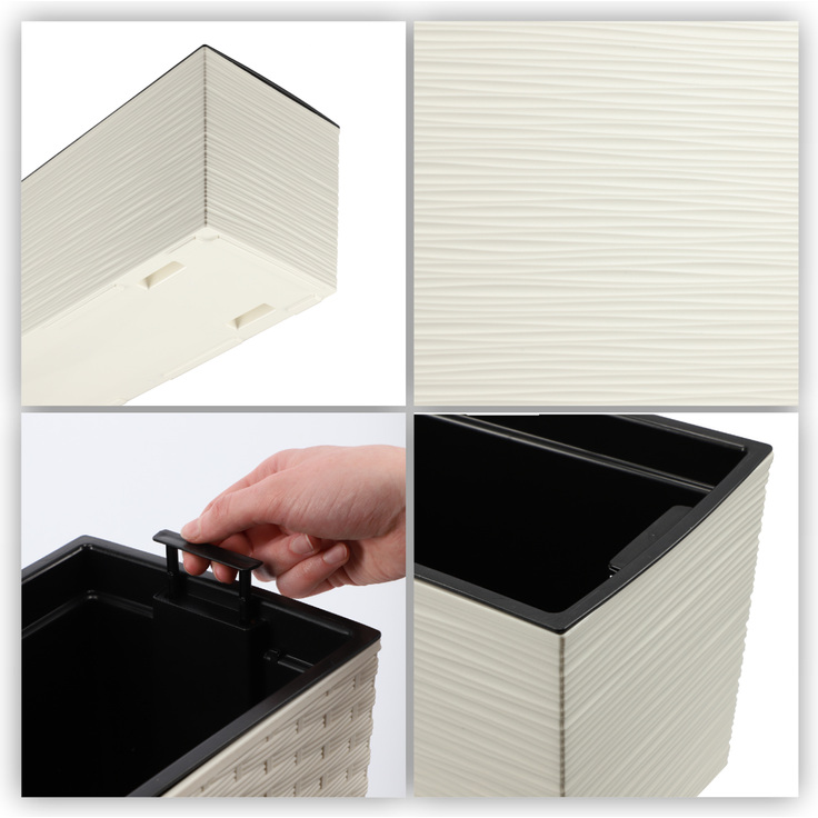 KADAX Blumentopf Balkonkasten + Einsatz 19x56cm Creme – Bild 4