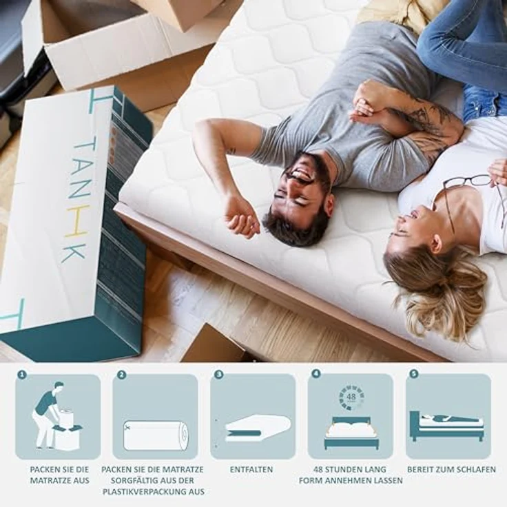 TANHK Wave Flow Smart Comfort Memory Foam Matratze | orthopädische Unterstützung mit Kaltluftzirkulationstechnologie | hypoallergener und atmungsaktiver Stoff | Made in Italy | 135x190 cm – Bild 7