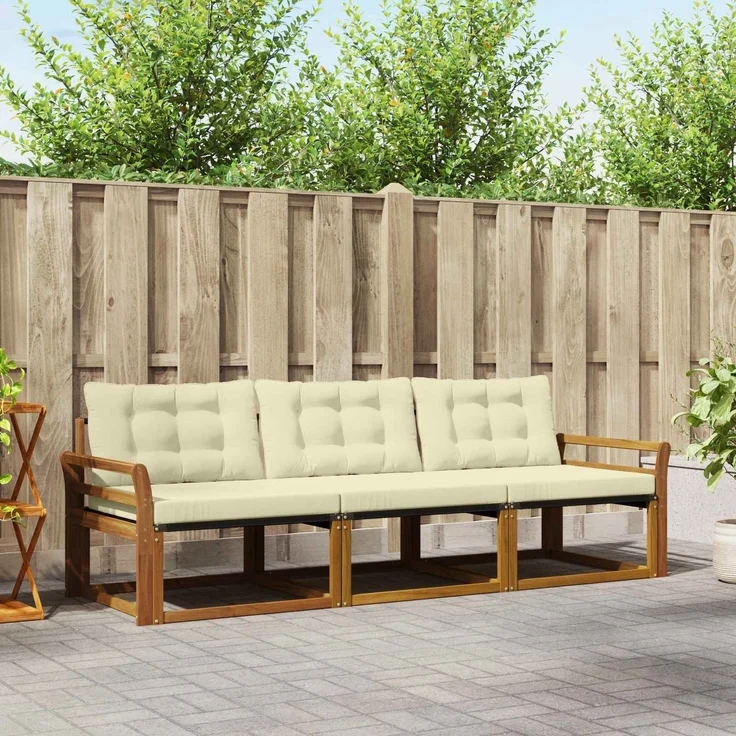 vidaXL Outdoor-Sofagarnitur 3 stk. 3-Sitzer Natur und Creme 3369145 – Bild 1