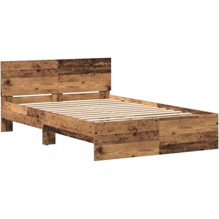 vidaXL Bettgestell mit Kopfteil mit Kopfteil Altholz 193 x 125 x 70 cm 3376060 – Bild 4