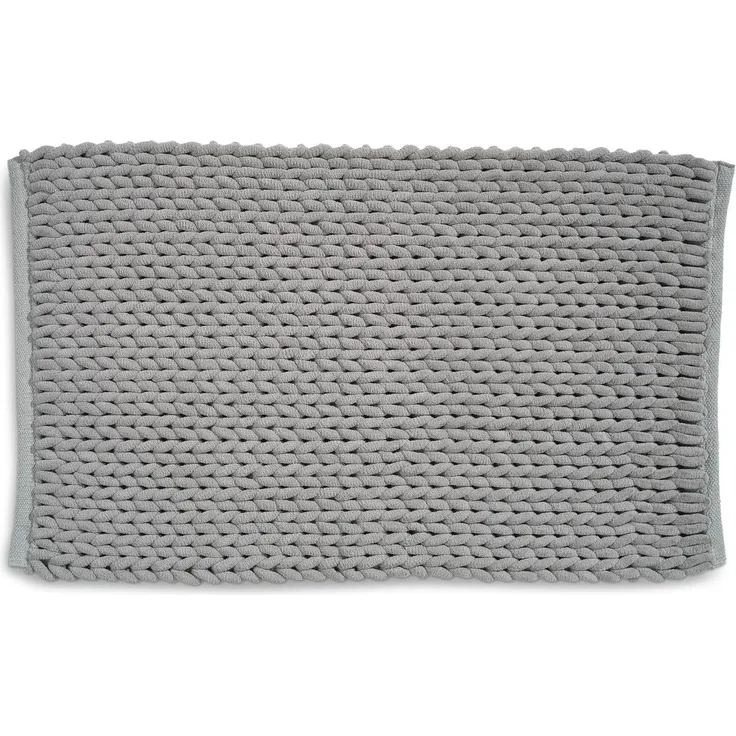 kela Badematte rutschfest 70 x 120 x 2 cm Marie, Badezimmerteppich grau, waschbar, recyceltes Polyester & Baumwolle, Badvorleger in Strickstruktur