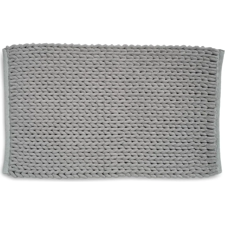 kela Badematte rutschfest 70 x 120 x 2 cm Marie, Badezimmerteppich grau, waschbar, recyceltes Polyester & Baumwolle, Badvorleger in Strickstruktur