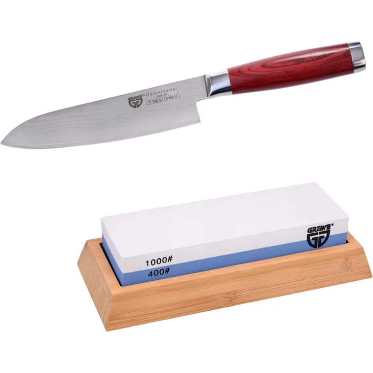 Damaszener Messer inkl. Schleifstein