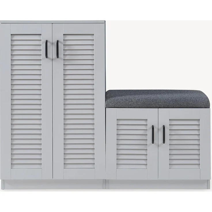 Schuhschrank Løten mit Sitzbank 120x36x97 cm Grau [en. casa] – Bild 5