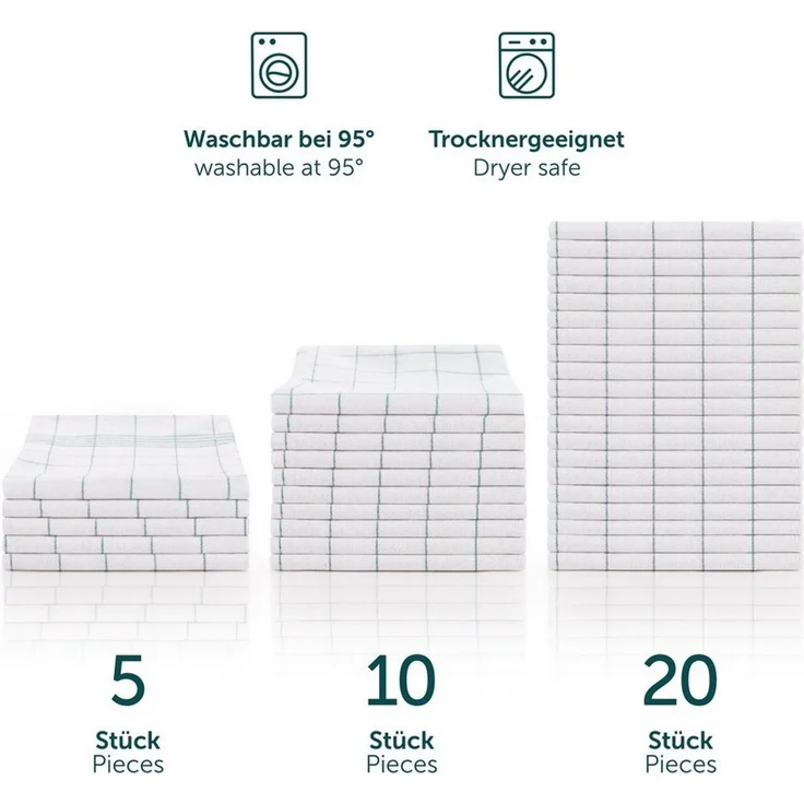Blumtal Geschirrtuch Hochwertige im praktischen Set, (Set, 10-tlg, Set bestehend aus 5, 10 oder 20), in der Größe 50x70 cm, 100% Baumwolle – Bild 3