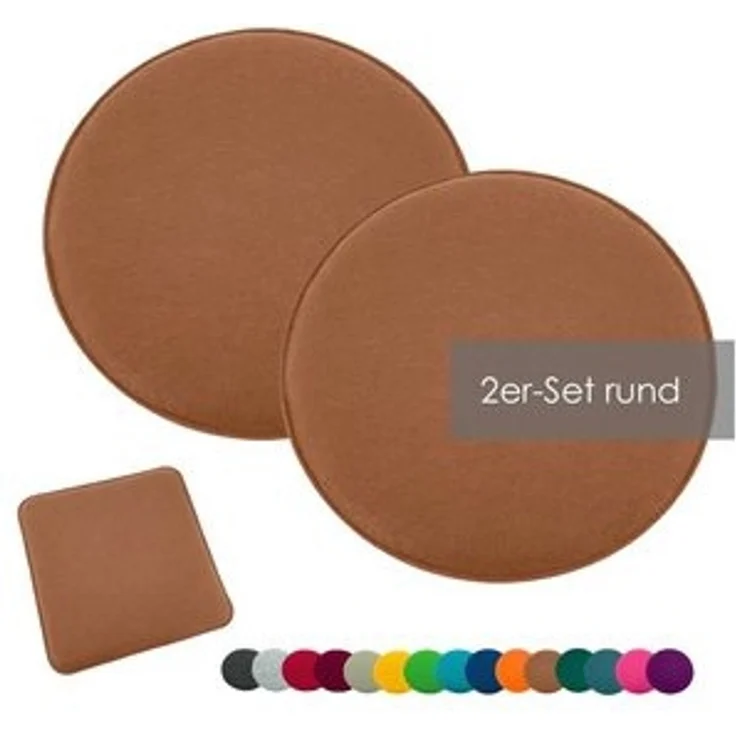 heimtexland Â® Sitzkissen Set Filz Stuhlkissen Stuhlauflage Filzkissen Stuhl Polster Kissen Typ631 2er Set 35 x 35 cm Eckig Camel – Bild 6