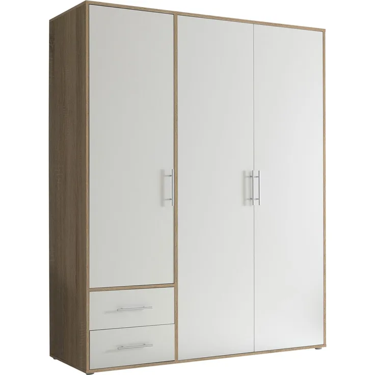 Kleiderschrank >Valencia< (BxHxT: 155x195x60 cm) in Sonoma Eiche / Weiß