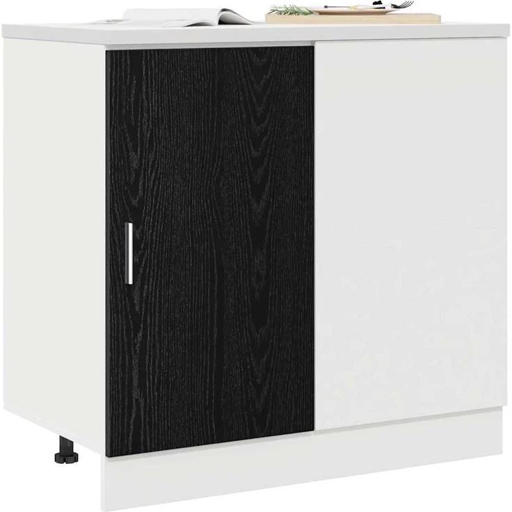 vidaXL Küchen-Eck-Basisschrank Schwarz Eichen-Optik 86 x 46 x 81,5 cm 876721 – Bild 3