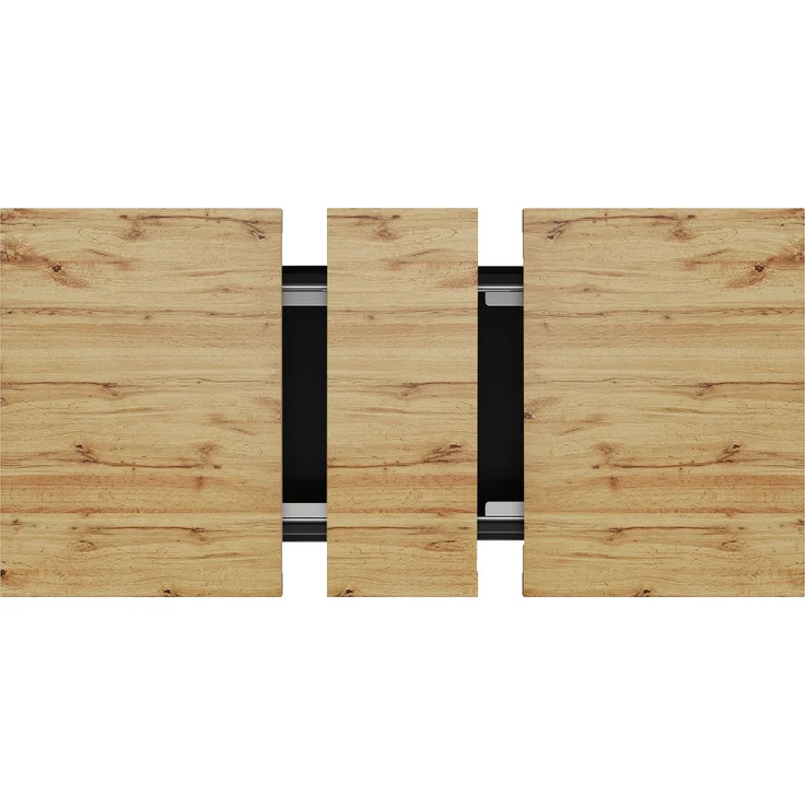 Ausziehbarer Esstisch 110/140x80x75 cm, Holzoptik, mit integriertem Stauraum (Tür, 2 Schubladen, Fach) – Bild 6