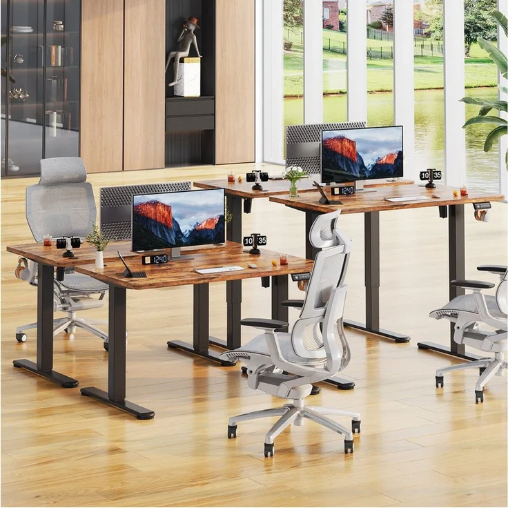 HOMALL Schreibtisch Höhenverstellbar elektrischer Memory-Funktion 100/120/140/160/180cm (Zweistufige Hohenverstellung Ergonomischer Kopfhorerhaken und Kabelhalterung) – Bild 3