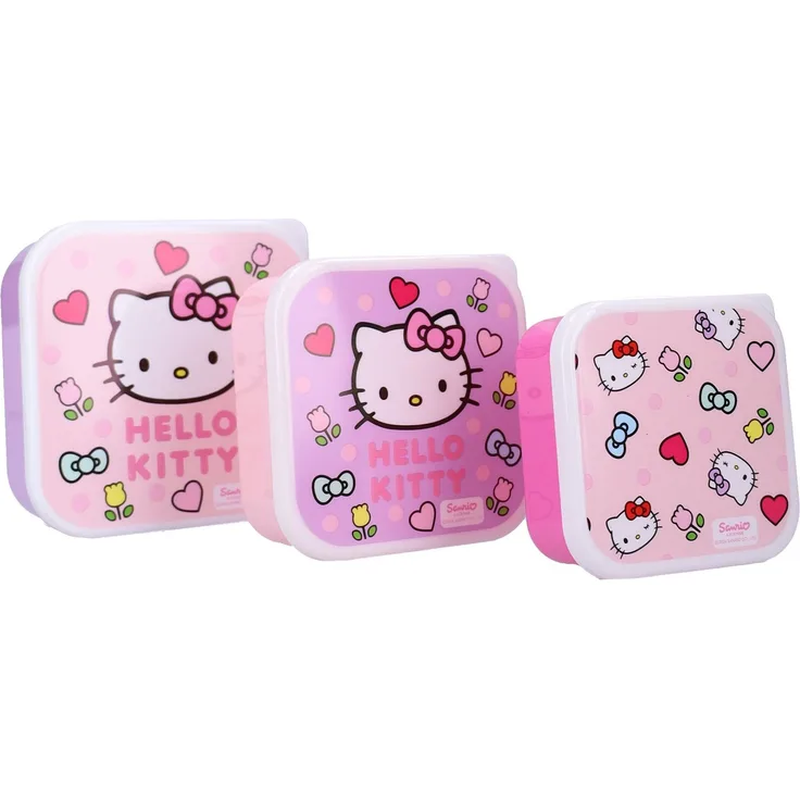 Hello Kitty Lunchbox Set Kinder Snackbox Brotdose 3 Stück Aufbewahrungsbox