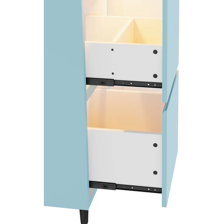 Freistehender Badwaschtisch 61 x 46,5 x 87 cm aus MDF mit Keramikbecken, blau – Bild 10