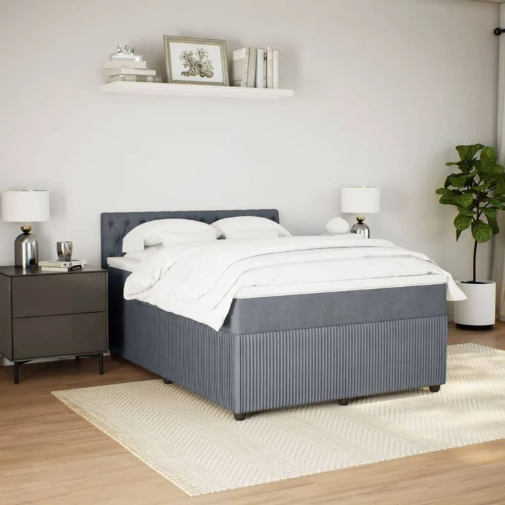 vidaXL Boxspringbett mit Matratze Dunkelgrau 160x200 cm Samt 3287789 – Bild 3