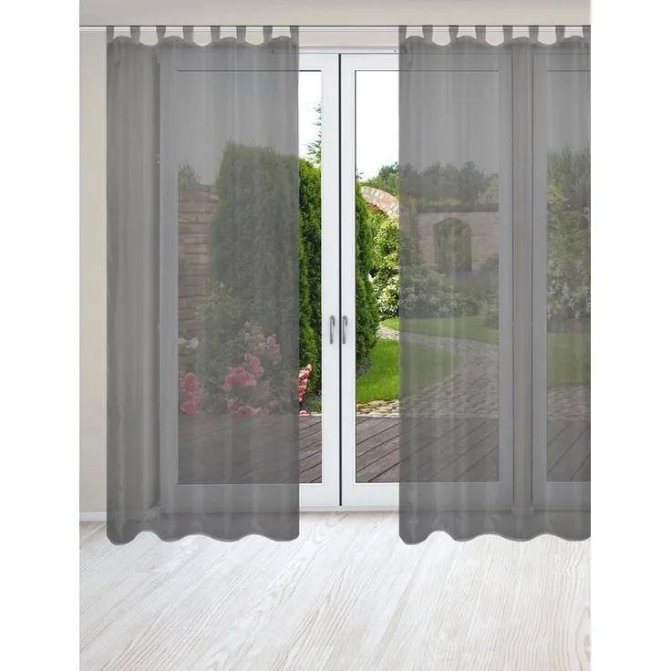 HOME WOHNIDEEN Vorhang NESSI 2er Pack (2 St), Schlaufen, transparent, Uni, Voile, transparent, Schlaufen inkl. Zugband, 2er Pack