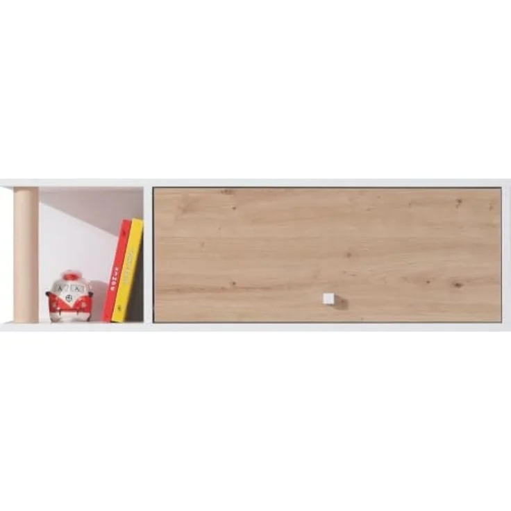 Jugendzimmer Farin in Weiß, Eiche Artisan & Grau – Modern mit Massivholz-Füßen, in verschiedenen Set-Varianten oder als Einzelmöbel für Kinder & Jugendliche - 7 teilig , Eckkleiderschrank · Standregal mit Türen · Standregal mit Schubkästen · Schreibtis... – Bild 7