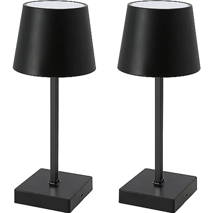 HAC24 Tischleuchte 2er Set, mit Touchfunktion, warmweiß, USB aufladbar, dimmbar, schwarz