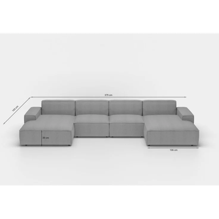 Wohnlandschaft Sofa U-Form CELES PREMIUM in Stoff Scala Sandgrau – Bild 3