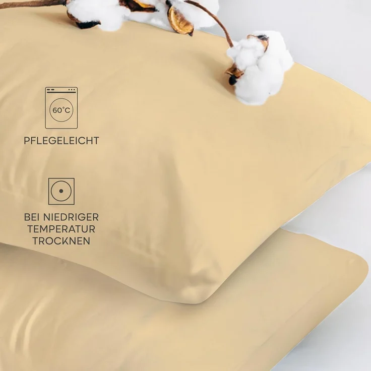 Twinzen® Kissenbezug 65x65 (2er-Set) - 100% Jersey Baumwolle 150 GSM Kissenbezüge - Beige - Für Kissenbezüge 65x65 cm - Kissenhülle - Kissenbezug mit Reißverschluss - Oeko-Tex Zertifiziert – Bild 6
