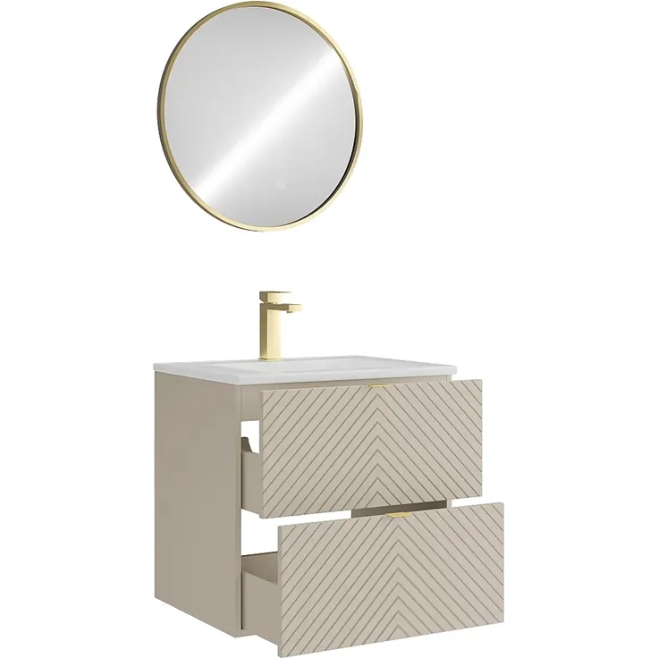 Vente-unique - DORIONI Badmöbel-Set Holz, Platte Beige - B 46 cm x H 61,6 cm x L 60 cm – Bild 4