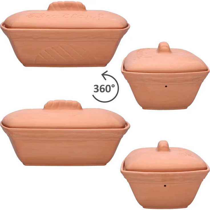 Terra Brottopf Brotkasten mit Deckel Brötchen Toast Aufbewahrungsbox Ton – Bild 5