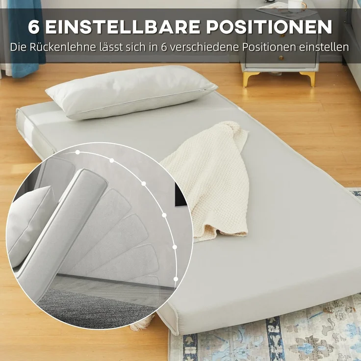 HOMCOM Relaxsessel mit Bettfunktion, verstellbare Rückenlehne, Leinenimitat, Tannenholz, Cremeweiß, 94 x 78 x 80 cm – Bild 7