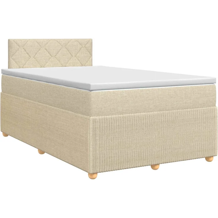 vidaXL Boxspringbett mit Matratze Creme 120 x 200 cm Stoff 3451452 – Bild 2