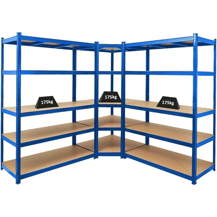PROREGAL Mega Deal Eckregal Ragnar 1x: 180 x 90 x 60 cm | Taurus 2X: 180 x 120 x 60 cm Blau Fachlast 175kg, Kellerregal, Steckregal, Garagenregal, Lagerregal – Bild 1