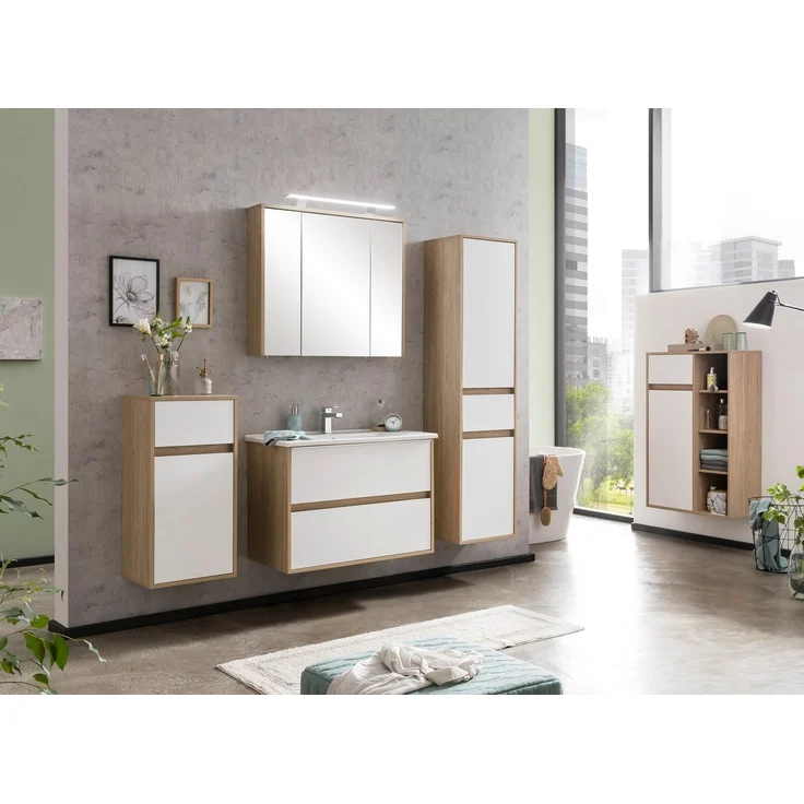 Schildmeyer Highboard Mali 152762, Eiche hell Dekor/mattweiß – Bild 5