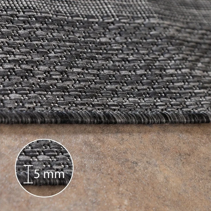 Carpettex Outdoorteppich Unicolor - Einfarbig, Rund, Höhe: 5 mm, Teppich Wetterfest Balkon Küchenteppich Flachgewebe Sisaloptik – Bild 2