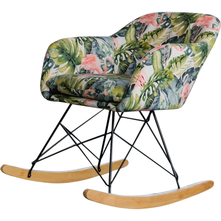 KAWOLA Schaukelstuhl Stella Schaukelsessel Esszimmerstuhl Stoff Flamingo 73 x 75 x 62 cm – Bild 3