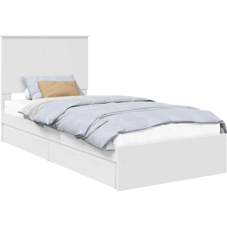 vidaXL Aufbewahrungsbett mit Kopfteil Weiß 90 x 200 cm Holzwerkstoff 3411243 – Bild 1