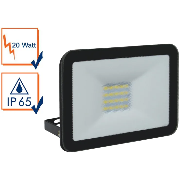 20 Watt LED Strahler ALU, 5000 Kelvin Neutralweiß, IP65, 12x16cm