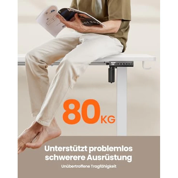 ErGear Elektrisch Höhenverstellbarer Schreibtisch 140x70 cm, Schreibtisch Höhenverstellbar mit 4 Memory-Funktion, Gaming Tisch mit Vierteilige Tischplatte – Bild 6